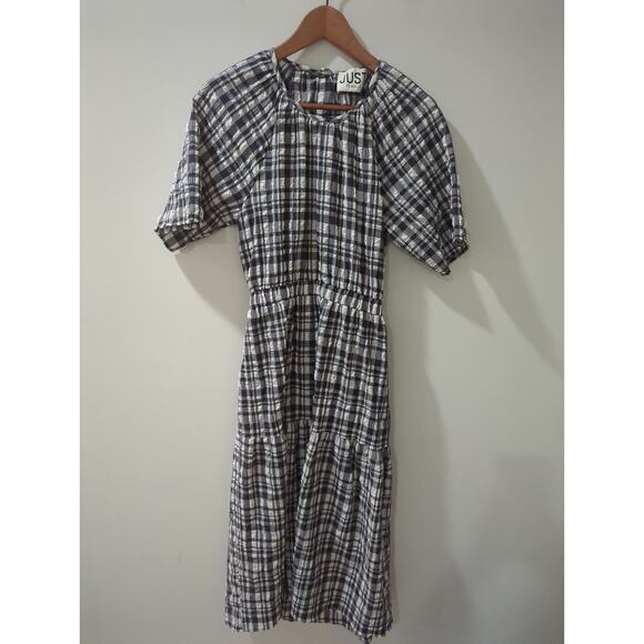 Just Female Anthropologie Hamilton Cut Out Gingham Midi Dress - Picture 3 of 6